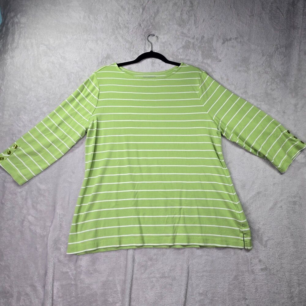 Appleseed's Women's Essential XL 100% Cotton Striped 3/4 Sleeve Shirt Top EUC